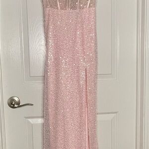 Sherri Hill Pink Beaded Prom Gown